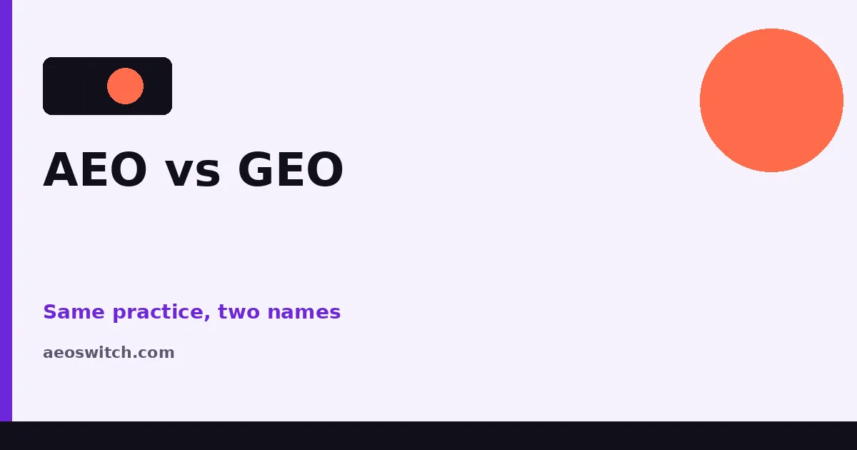 Featured image comparing AEO vs GEO answer engine optimization terms